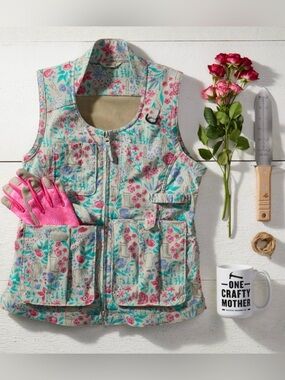 Duluth Trading Co Floral Utility Gardening Vest XXL